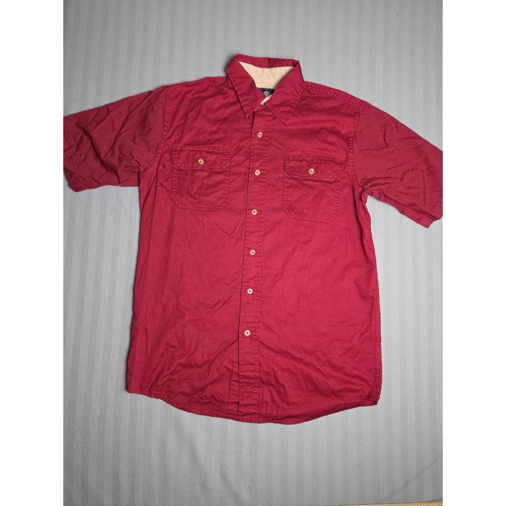 Wrangler Authentic Shirts Mens Small Red Short Sleeve Button Down Cotton HSB1WOR